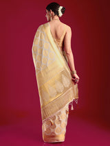 Mimosa Women's Woven Design Kasavu Crepe Saree With Blouse Piece : SA00001200CRFREE