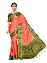 Mimosa Womens Art Silk Saree Kanjivaram Peach Color