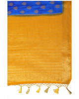 Mimosa Womens Crepe Saree Mysore Silk Royal Blue Color