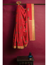 Mimosa Womens Art Silk Saree Kanjivaram Red Color