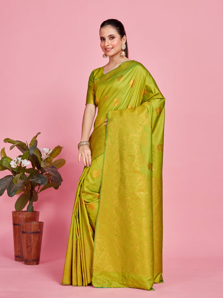 Mimosa Women's Woven Design Kanjivaram Style Art Silk Saree With Blouse Piece : SA00001348PGFREE