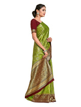 Mimosa Womens Art Silk Saree Kanjivaram Olive Color