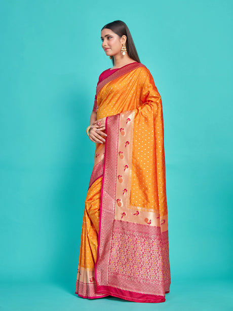 Mimosa Women's Woven Design Paithani Style Art Silk Saree With Blouse Piece : SA00001350MSFREE