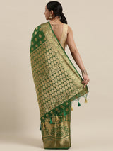 Mimosa Womens Art Silk Saree Kanjivaram BGreen Color