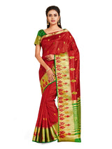 Mimosa Womens Art Silk Saree Kanjivaram style Red Color