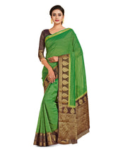 Mimosa Womens Art Silk Saree Kanjivaram style Green Color