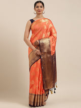 Mimosa Womens Art Silk Saree Kanjivaram Peach Color