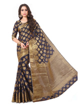 Mimosa Womens Art Silk Saree Kanjivaram Navy Blue Color