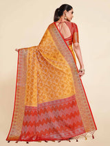 Mimosa Womens Art Silk Saree Kanjivaram Mustard Color