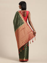 Mimosa Womens Crepe Saree Mysore Silk BGreen Color