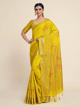 Mimosa Womens Art Silk Saree Kanjivaram Yellow Color