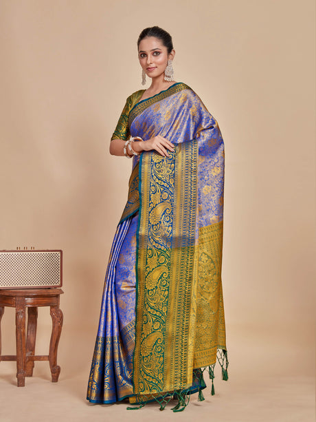 Mimosa Women's Woven Design Kanjivaram Style Art Silk Saree With Blouse Piece : SA00001288RBFREE