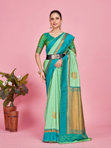 Mimosa Women's Woven Design Kanjivaram Style Art Silk Saree With Blouse Piece : SA00001387PSFREE