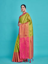 Mimosa Women's Woven Design Kanjivaram Style Art Silk Saree With Blouse Piece : SA00001288PSFREE