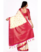 Mimosa Womens Crepe Saree Mysore Silk Halfwhite Color