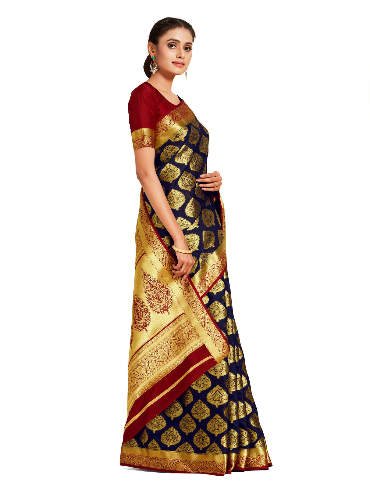 Mimosa Womens Crepe Saree Mysore Silk Black Color