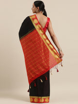 Mimosa Womens Crepe Saree Mysore Silk Black Color