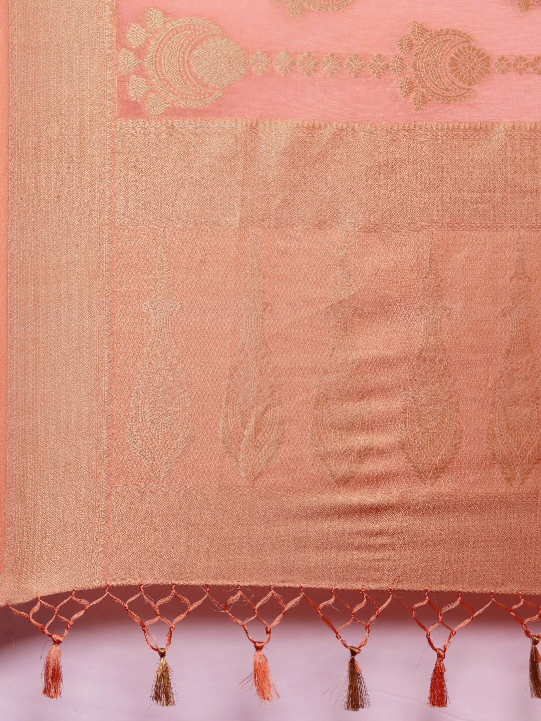 Mimosa Womens Art Silk Saree Kanjivaram Peach Color