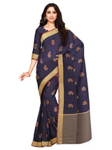 Mimosa Womens Art Silk Saree Kanjivaram style Navy Blue Color