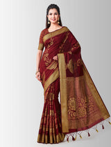 Mimosa Womens Art Silk Saree Kanjivaram Chocolate Color