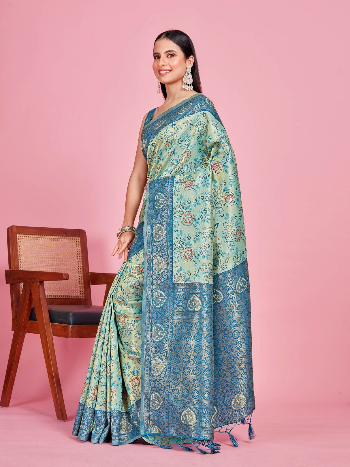 Mimosa Women's Woven Design Kanjivaram Style Art Silk Saree With Blouse Piece : SA00001251SFFREE