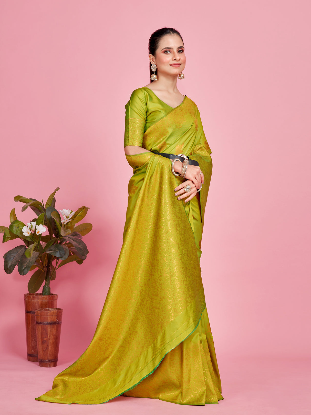 Mimosa Women's Woven Design Kanjivaram Style Art Silk Saree With Blouse Piece : SA00001348PGFREE