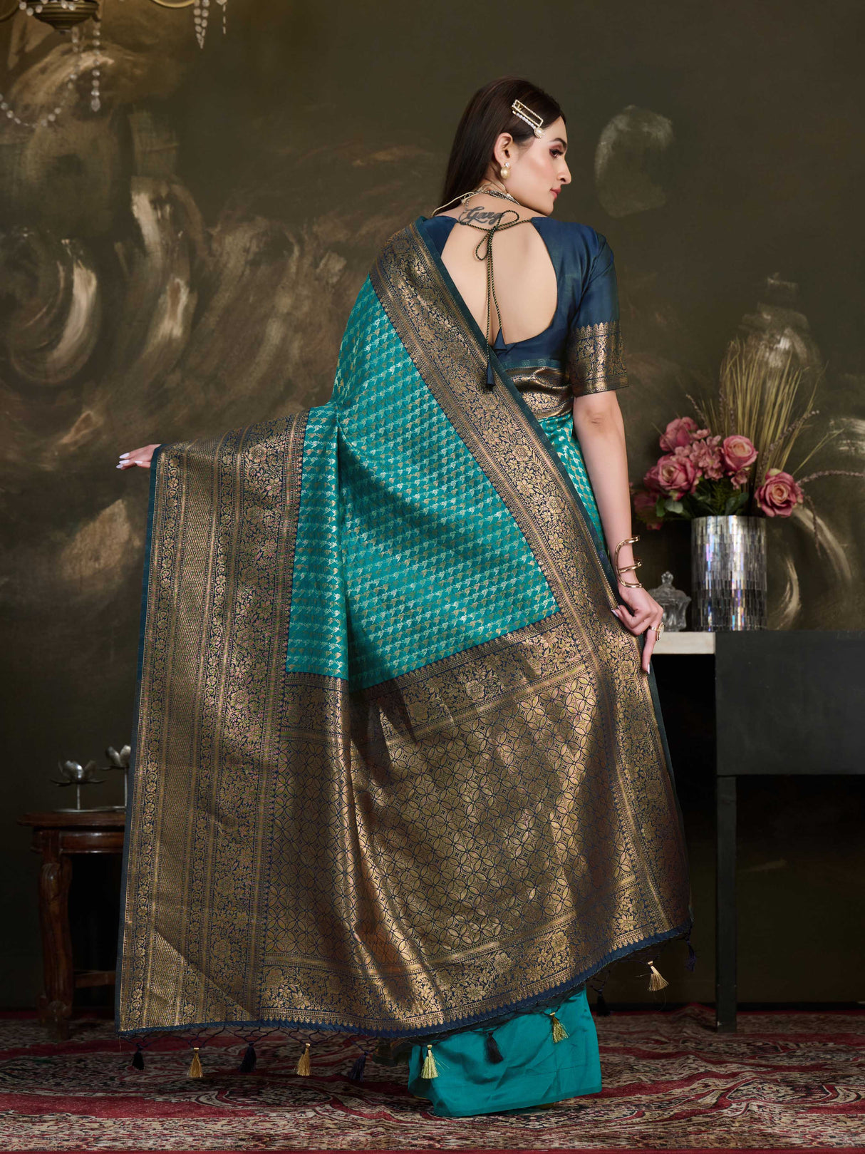 Mimosa Women's Woven Design Kanjivaram Art Silk Saree With Blouse Piece : SA0000907SF