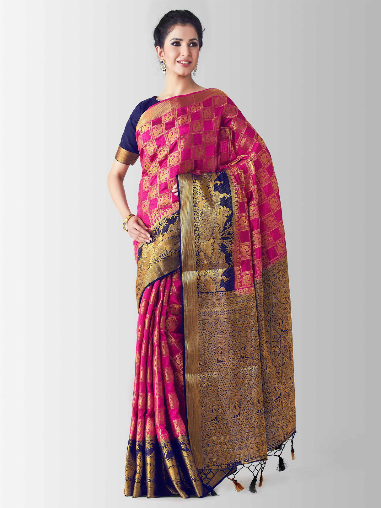 Mimosa Womens Art Silk Saree Patola Rani Color