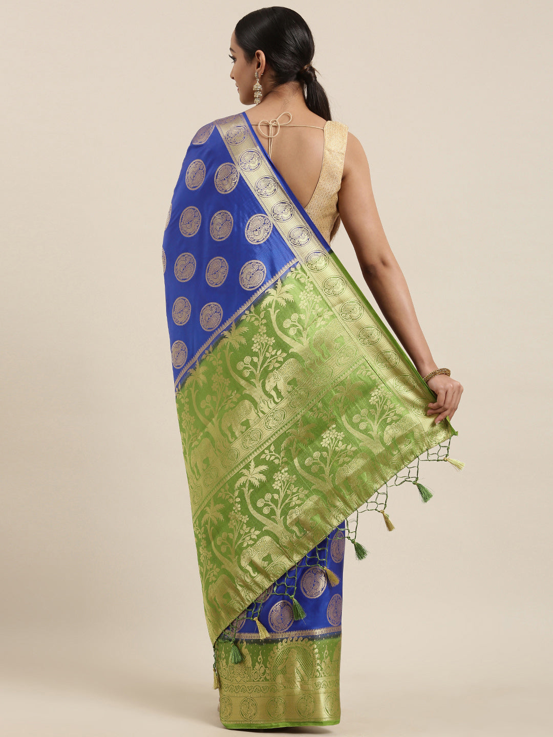 Mimosa Womens Art Silk Saree Kanjivaram Royal Blue Color