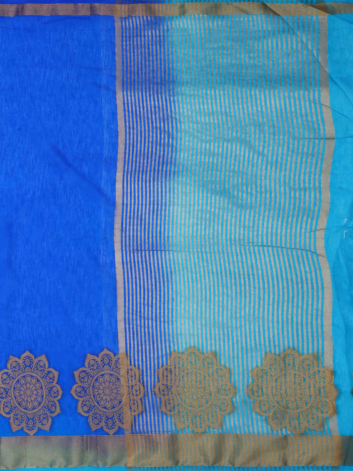 Mimosa Womens Linen Saree Kanjivaram style Royal Blue Color
