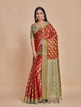 Mimosa Women's Woven Design Kanjivaram Style Art Silk Saree With Blouse Piece : SA0000379MJFREE