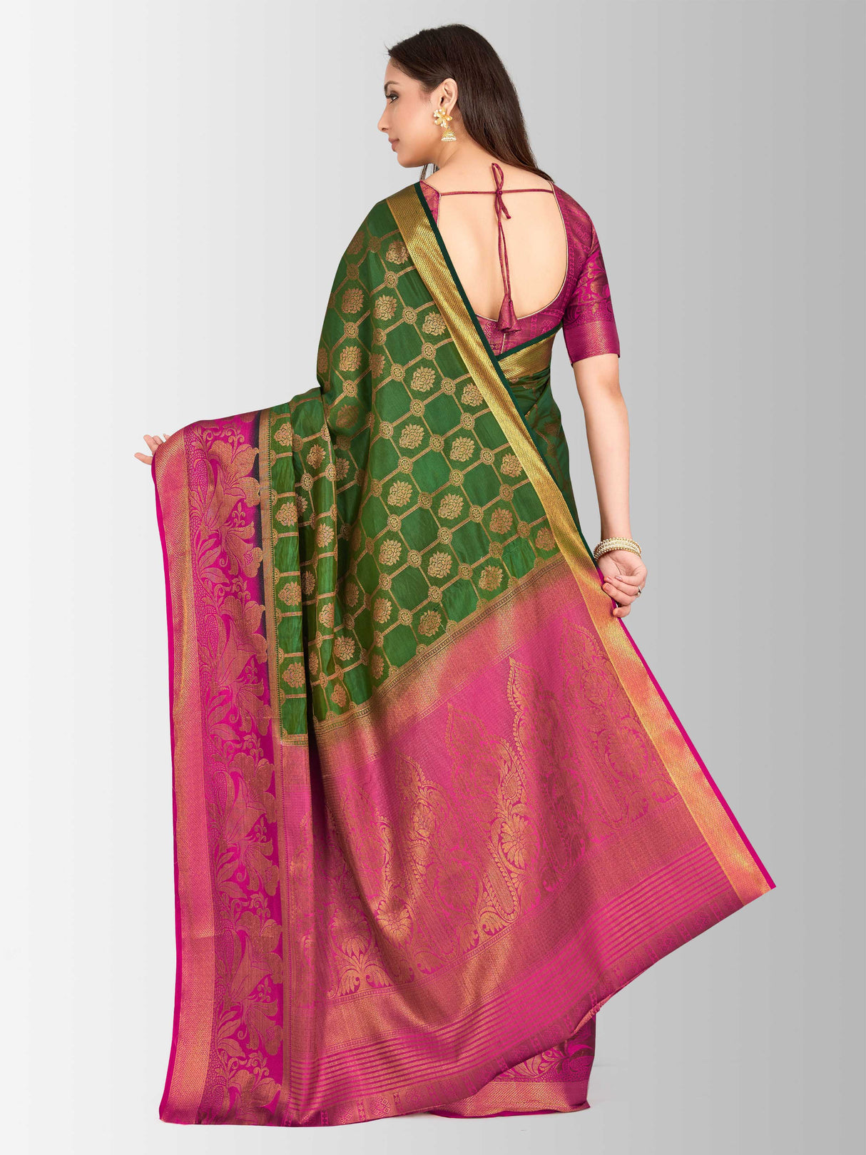 Mimosa Womens Art Silk Saree Kanjivaram BGreen Color