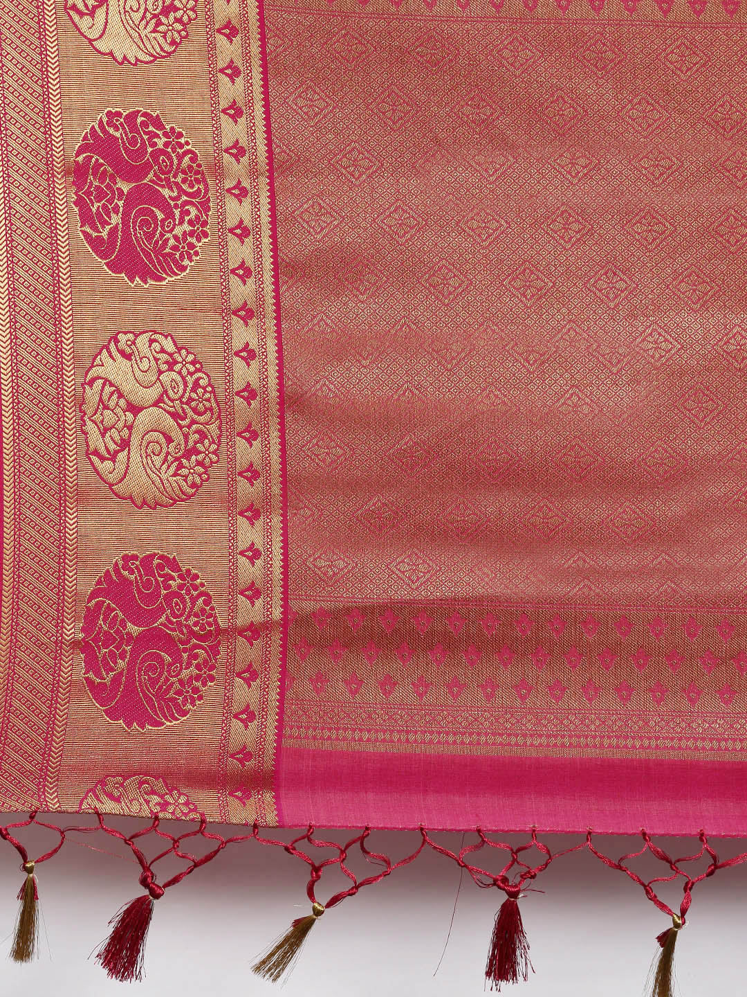 Mimosa Womens Art Silk Saree Kanjivaram Rani Color