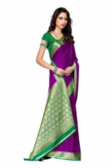 Mimosa Womens Crepe Saree Mysore Silk Mejanta Color