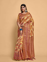 Mimosa Women's Woven Design Kanjivaram Art Silk Saree With Blouse Piece : SA00001232MJFREE