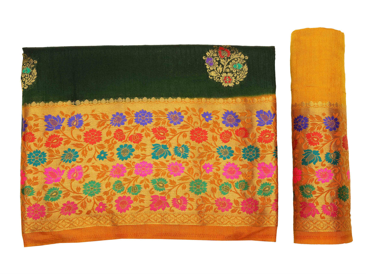 Mimosa Womens Art Silk Saree Dharmavaram BGreen Color