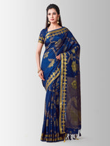 Mimosa Womens Art Silk Saree Kanjivaram Navy Blue Color