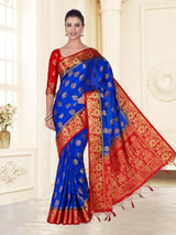 Mimosa Womens Art Silk Saree Kanjivaram Royal Blue Color