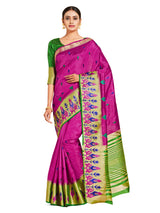 Mimosa Womens Art Silk Saree Kanjivaram style Mejanta Color