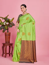 Mimosa Women's Woven Design Kanjivaram Style Art Silk Saree With Blouse Piece : SA00001415LRFREE