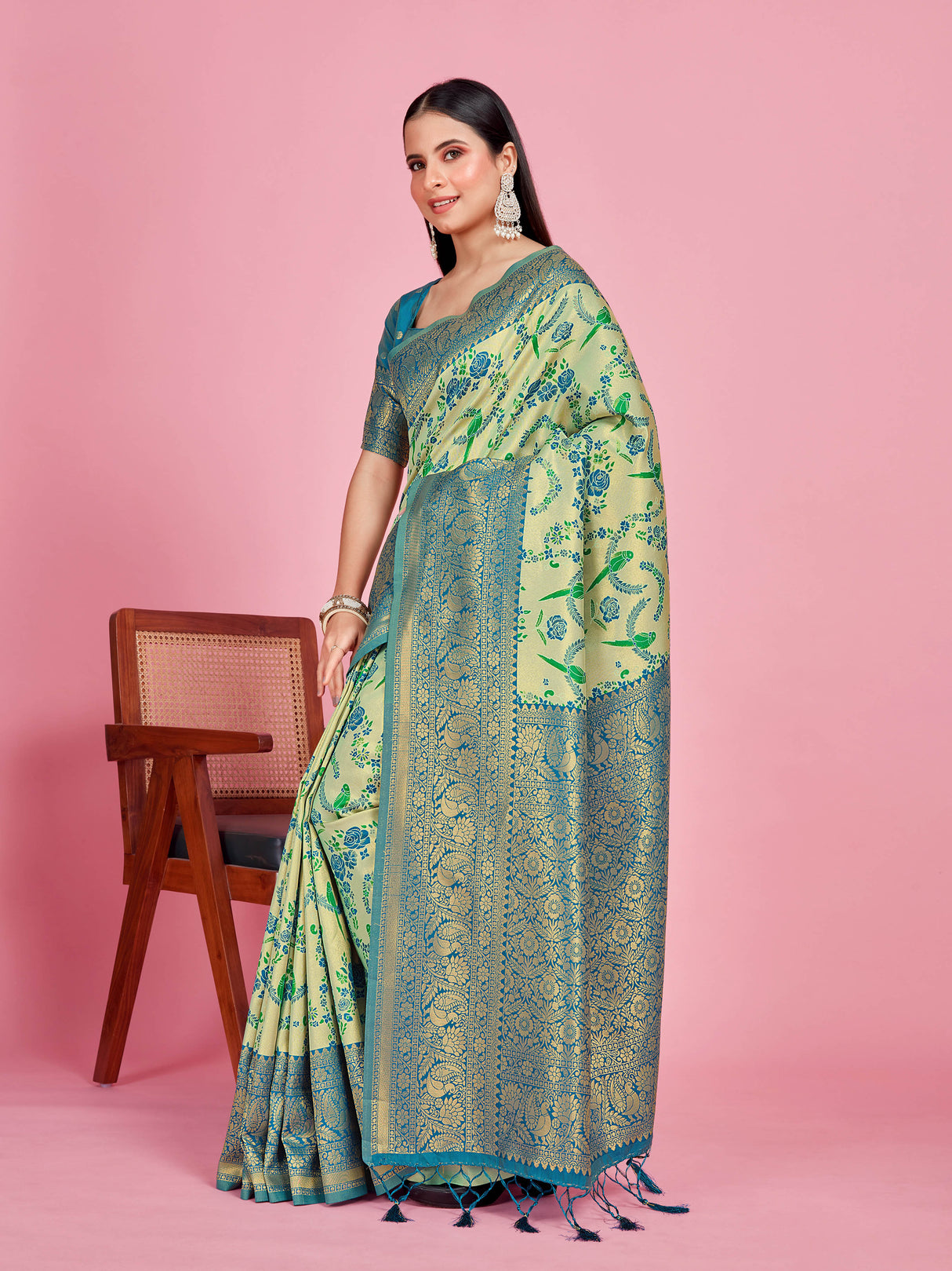 Mimosa Women's Woven Design Kanjivaram Style Art Silk Saree With Blouse Piece : SA00001257SFFREE