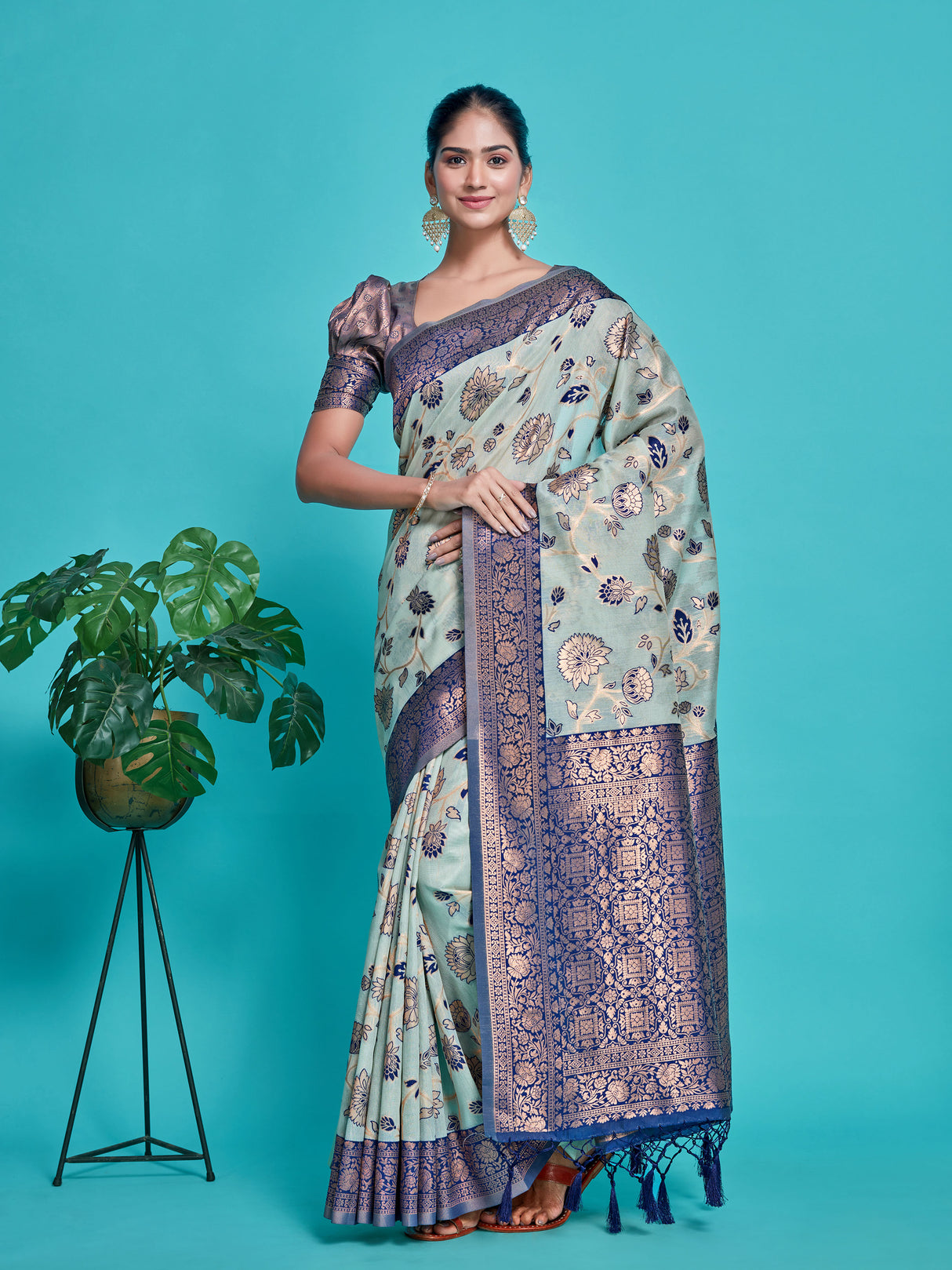 Mimosa Women's Woven Design Banarasi Style Art Silk Saree With Blouse Piece : SA00001334ANFREE