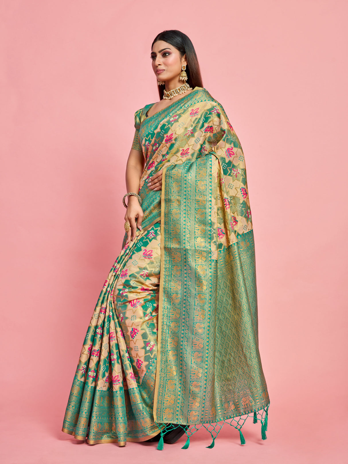 Mimosa Women's Woven Design Kanjivaram Art Silk Saree With Blouse Piece : SA00001232SFFREE