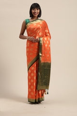 Mimosa Womens Crepe Saree Mysore Silk Peach Color