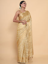 Mimosa Womens Art Silk Saree Kasavu Cream Color