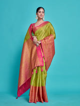 Mimosa Women's Woven Design Kanjivaram Style Art Silk Saree With Blouse Piece : SA00001288PSFREE