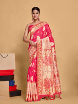 Mimosa Women's Woven Design Kanjivaram Art Silk Saree With Blouse Piece : SA00001246RNFREE