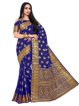 Mimosa Womens Art Silk Saree Kanjivaram Navy Blue Color