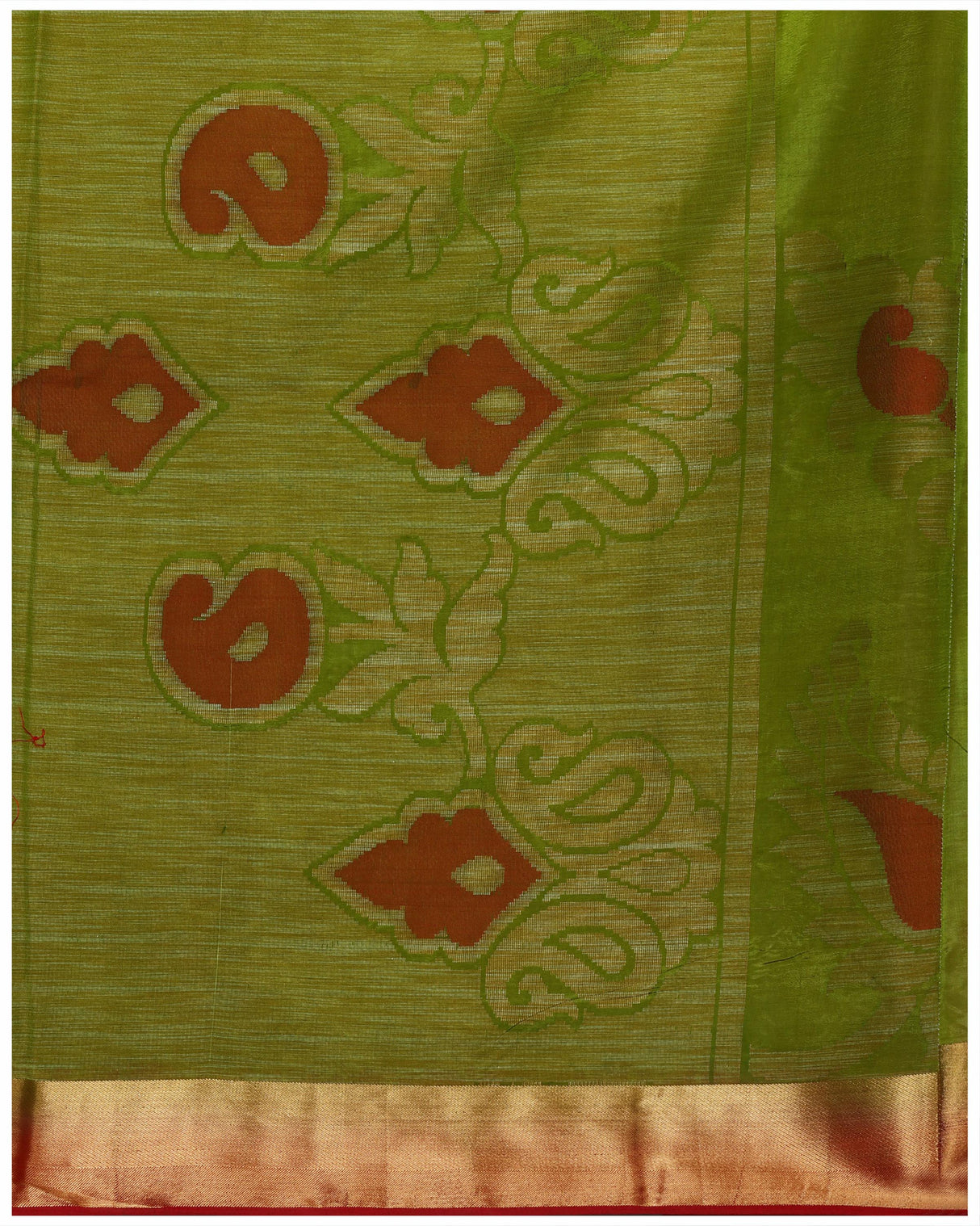 Mimosa Womens Art Silk Saree Kanjivaram Olive Color