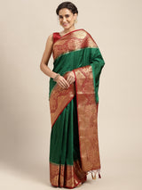 Mimosa Womens Art Silk Saree Kanjivaram Green Color